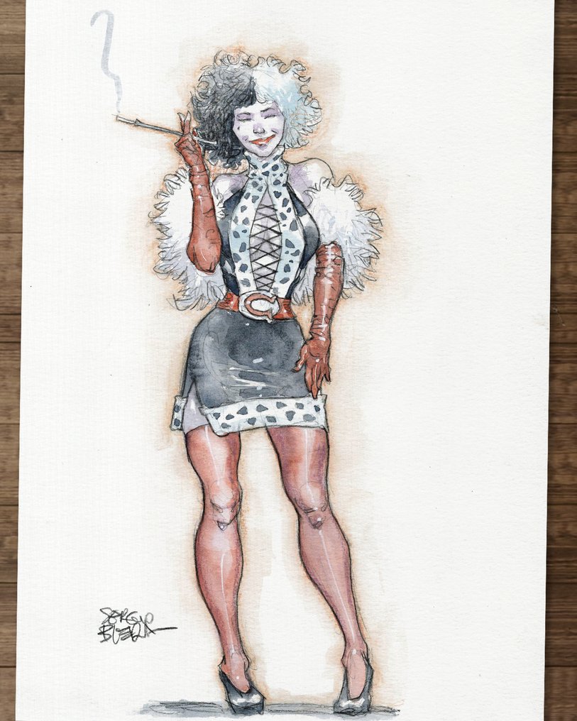 Bleda, Sergio - 1 Αρχικό Υδατογράφημα - Cruella-Inspired Diva – Hand Signed #1.0