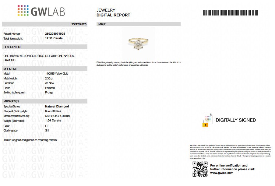 χωρίς τιμή ασφαλείας - Δαχτυλίδι αρραβώνων - 14 καράτια Κίτρινο χρυσό -  1.04ct. tw. Διαμάντι (Φυσικό) #2.1