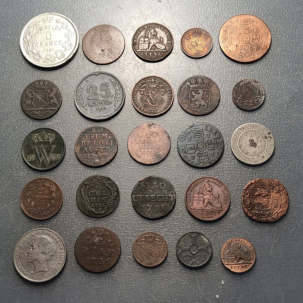 比利时, 荷兰. Lote de 25 monedas  (没有保留价) #1.0