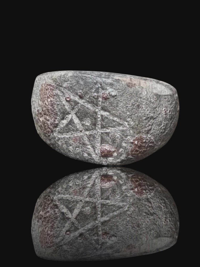 Middelalder Bronze Pentagram Segl Ring  (Ingen mindstepris) #1.0