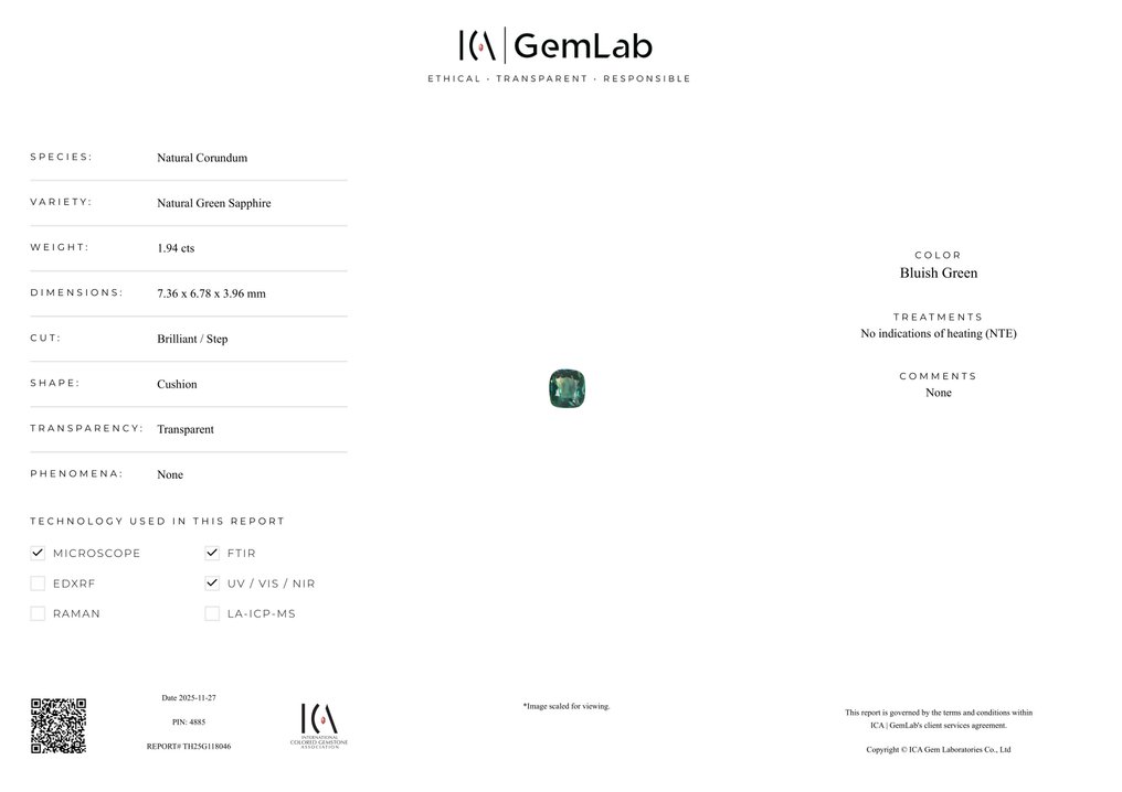 沒有保留價 藍色, 綠色 藍寶石 - 1.94 ct - 國際有色寶石協會 (ICA GemLab) - 顶级宝石(无加热) #2.1