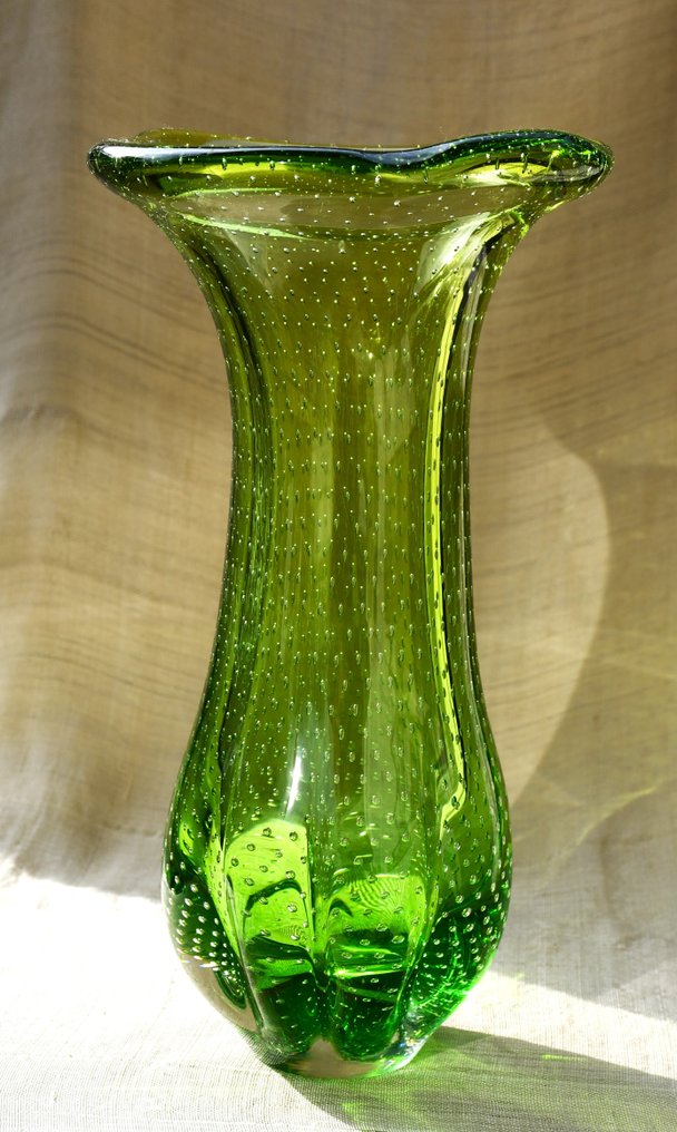 Nový Bor/Harrachov Glassworks - Milan Metelák (1928-1993) - 花瓶 -  雨滴 - 彩色玻璃 - （28.5 厉米） #1.0