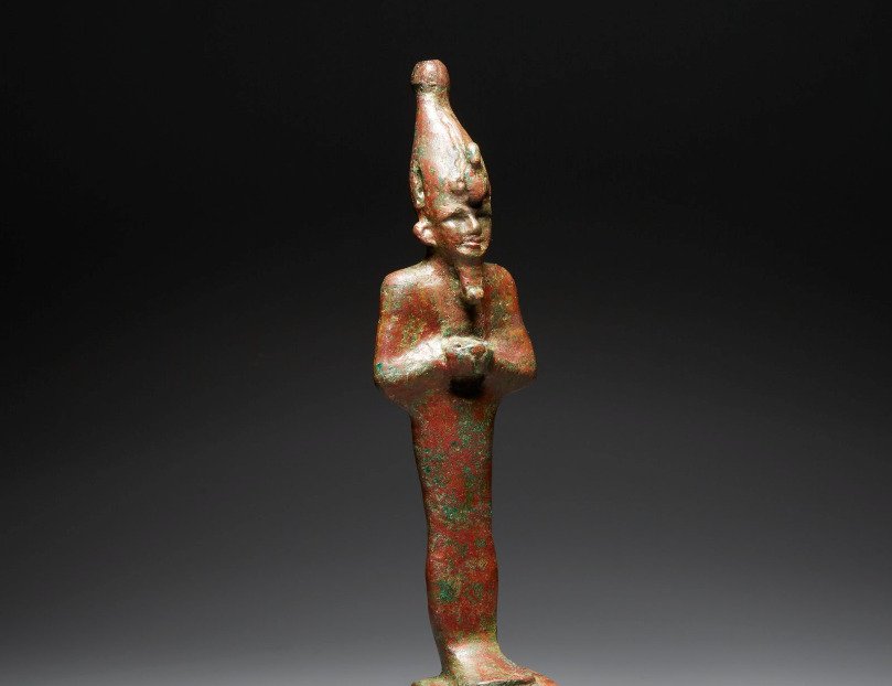 古埃及 青銅色 奥西里斯神像。晚期，公元前664年至公元前332年。高15.5厘米。 #1.0