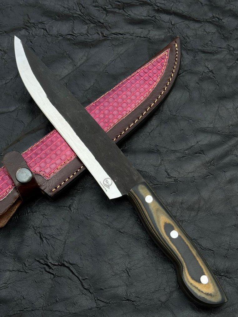 厨刀 -  厨房刀 - 12C27 不锈钢厨师刀，手工刀，木制柄 - 木头 - 亚洲 #4.3