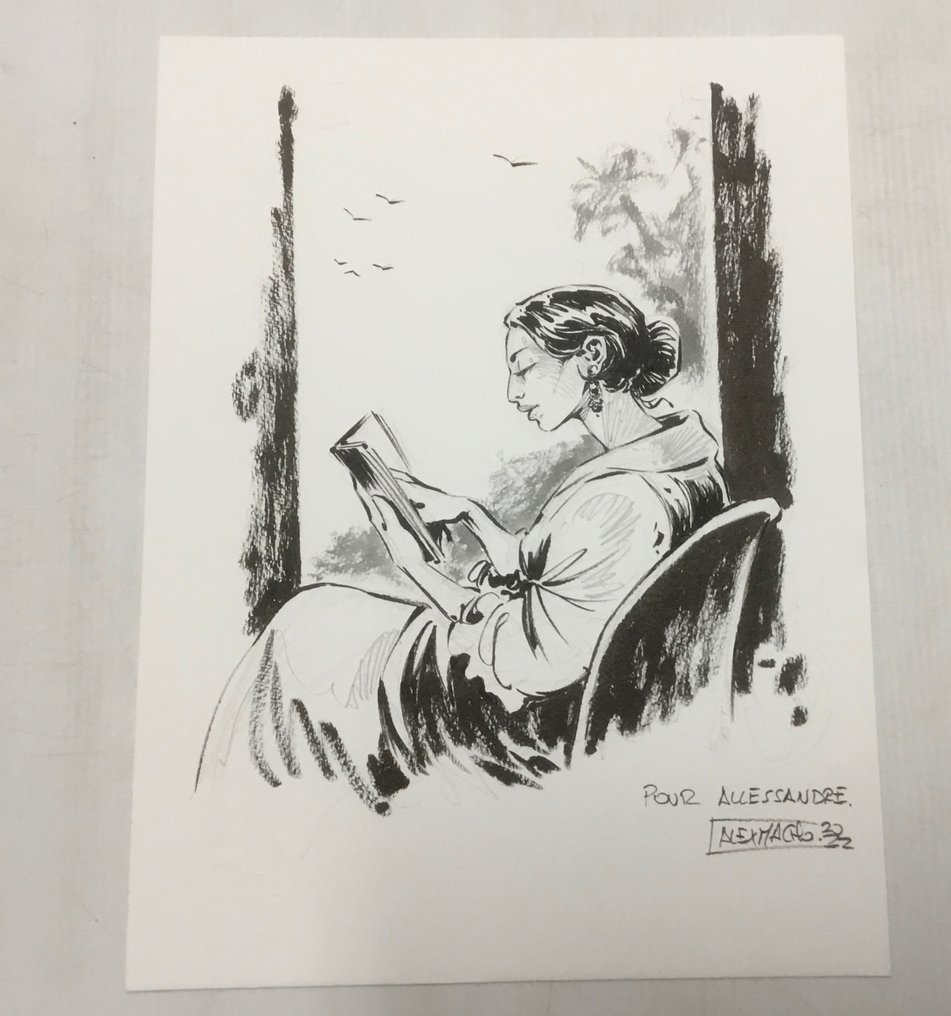 A. Macho - 1 Original drawing - La honte et l’oubli - Femme qui lit - 2022 #2.1