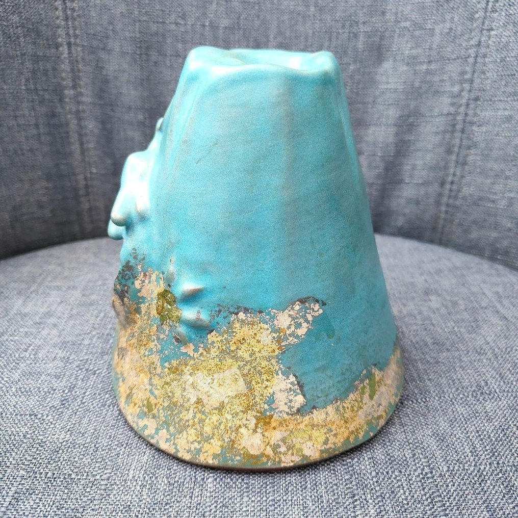 Ιαπωνικό κεραμικό αντικείμενο με γαλάζιο τουρκόζιο γλάσο, διακοσμημένο με χρυσές λεπτομέρειες και - Πήλινα - Ιαπωνία - 20th century #3.2