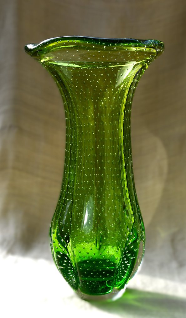 Nový Bor/Harrachov Glassworks - Milan Metelák (1928-1993) - 花瓶 -  雨滴 - 彩色玻璃 - （28.5 厉米） #2.1