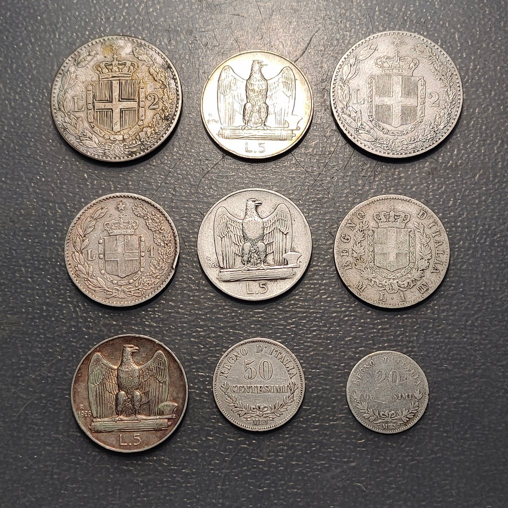 Ιταλία. Lote de 9 monedas plata  (χωρίς τιμή ασφαλείας) #1.0