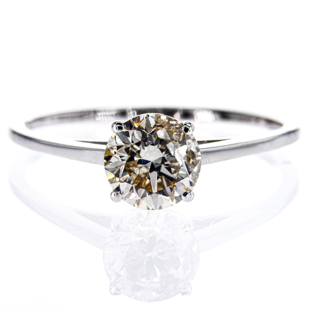 没有保留价 - 订婚戒指 - 14K包金 白金 -  1.06ct. tw. 钻石 (天然) #1.0