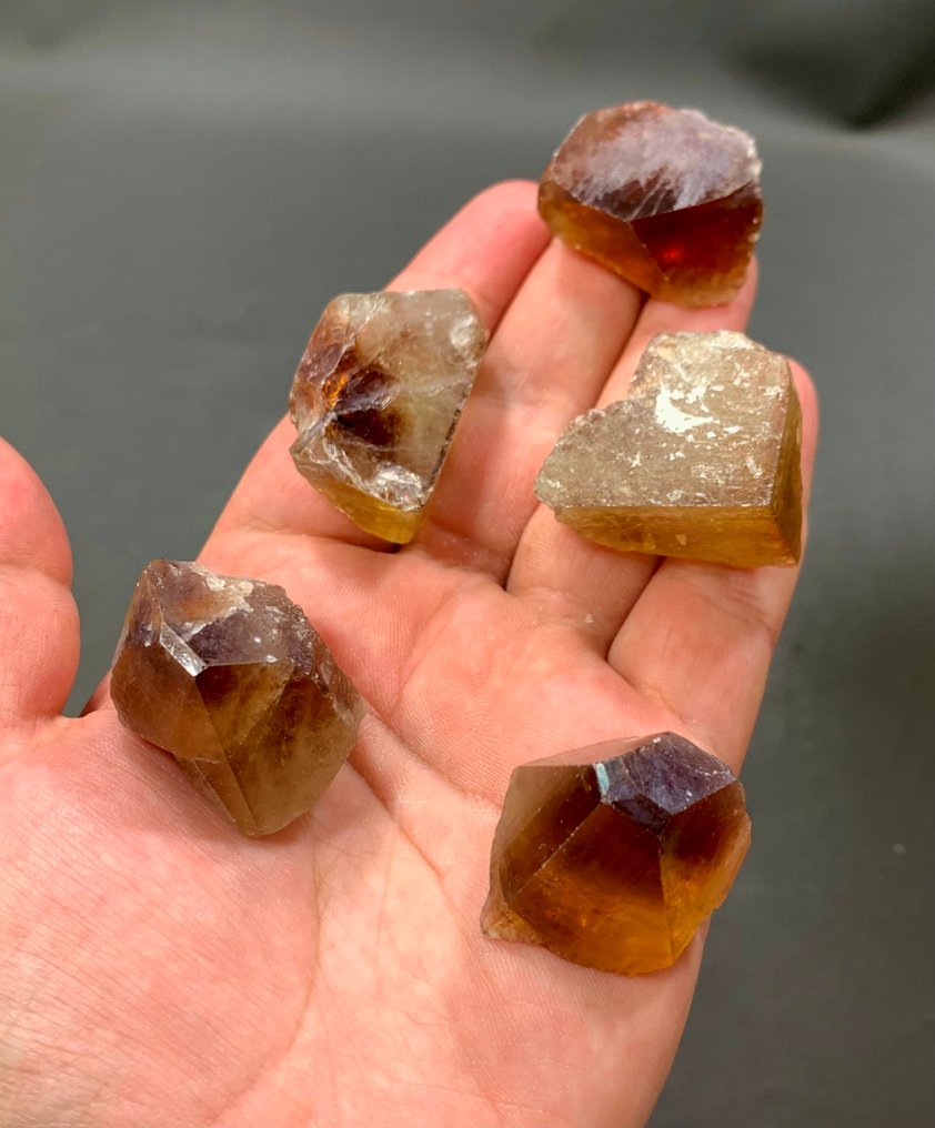 托帕斯大晶体五块套装，适合珠宝制造商，蜂蜜棕色，940克拉 水晶- 188 g - (5) #2.1