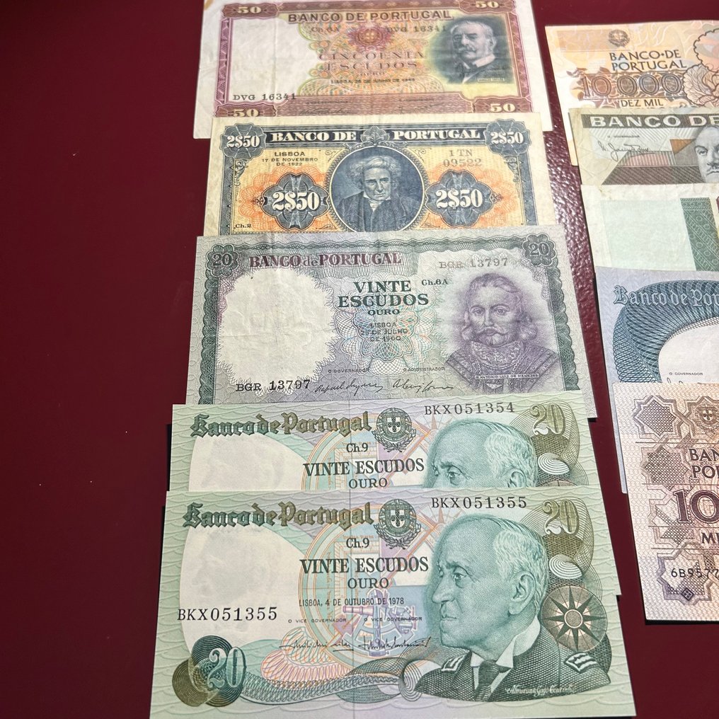 Portugalia. - 10 banknotes - various dates - Pick 154, 127, 163, 176, 185, 182, 190, 175, 181 #2.1