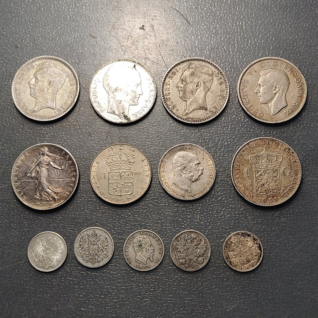 欧洲. Lote de 13 monedas plata  (没有保留价) #1.0