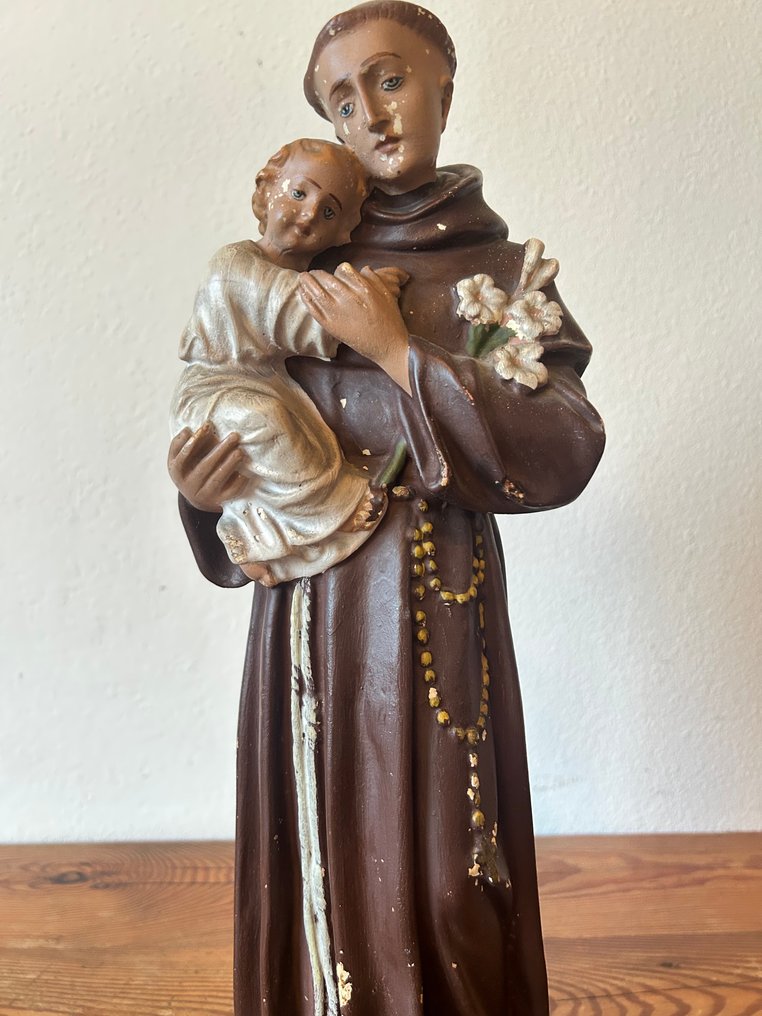 Γλυπτό, Heilige Antonius van Padua - 41 cm - Γύψος - 1920 #3.2