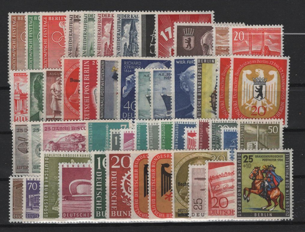 Berlin 1952/1956 - post-issue (MNH) batch including Nos. 112/113 #1.0