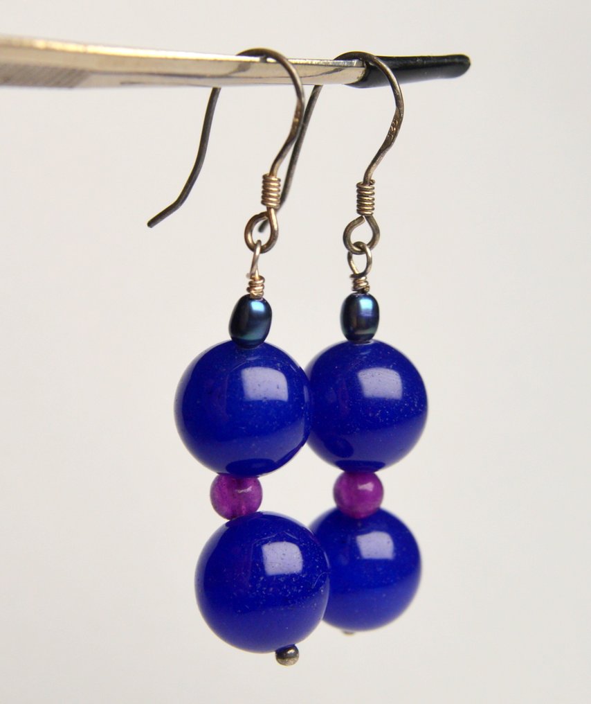 925 Silber - Ohrringe - Agate & Lavendel-Amethyst #1.0