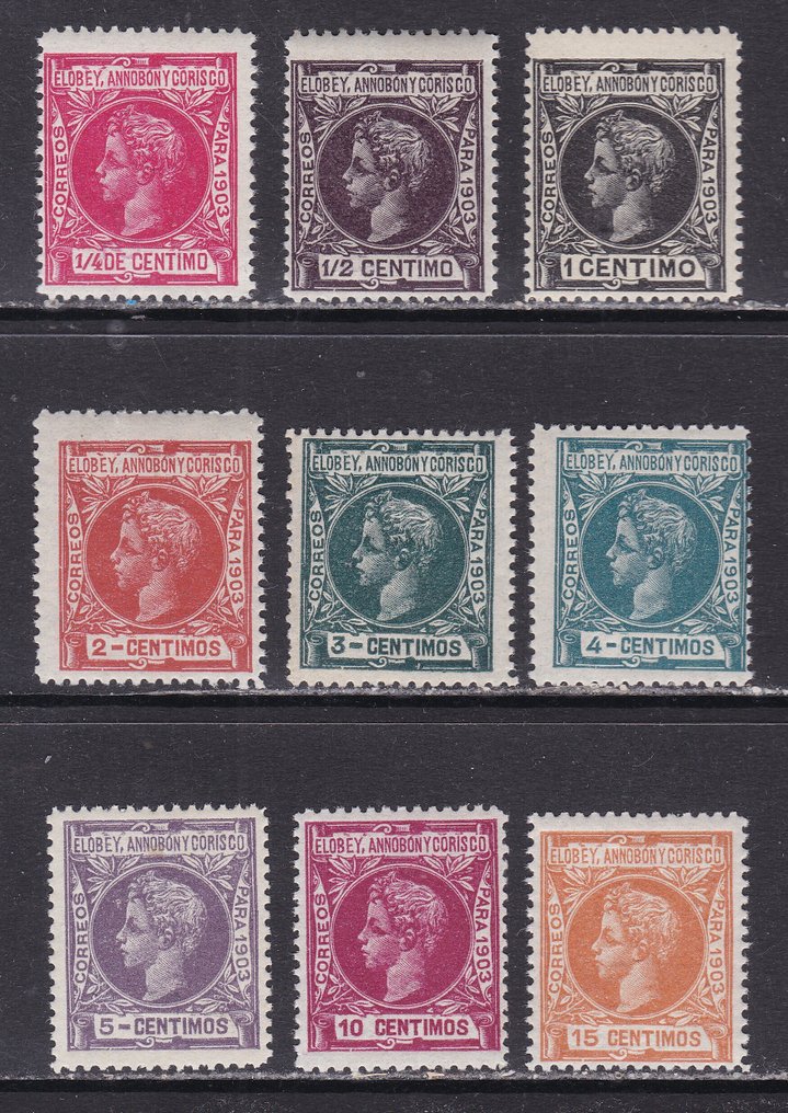 埃罗贝岛、安诺本和科里斯科岛 1903/1907 - 阿方索十三世 - 短系列套装 - 印量极少（2000/2500枚） - MNH #1.0