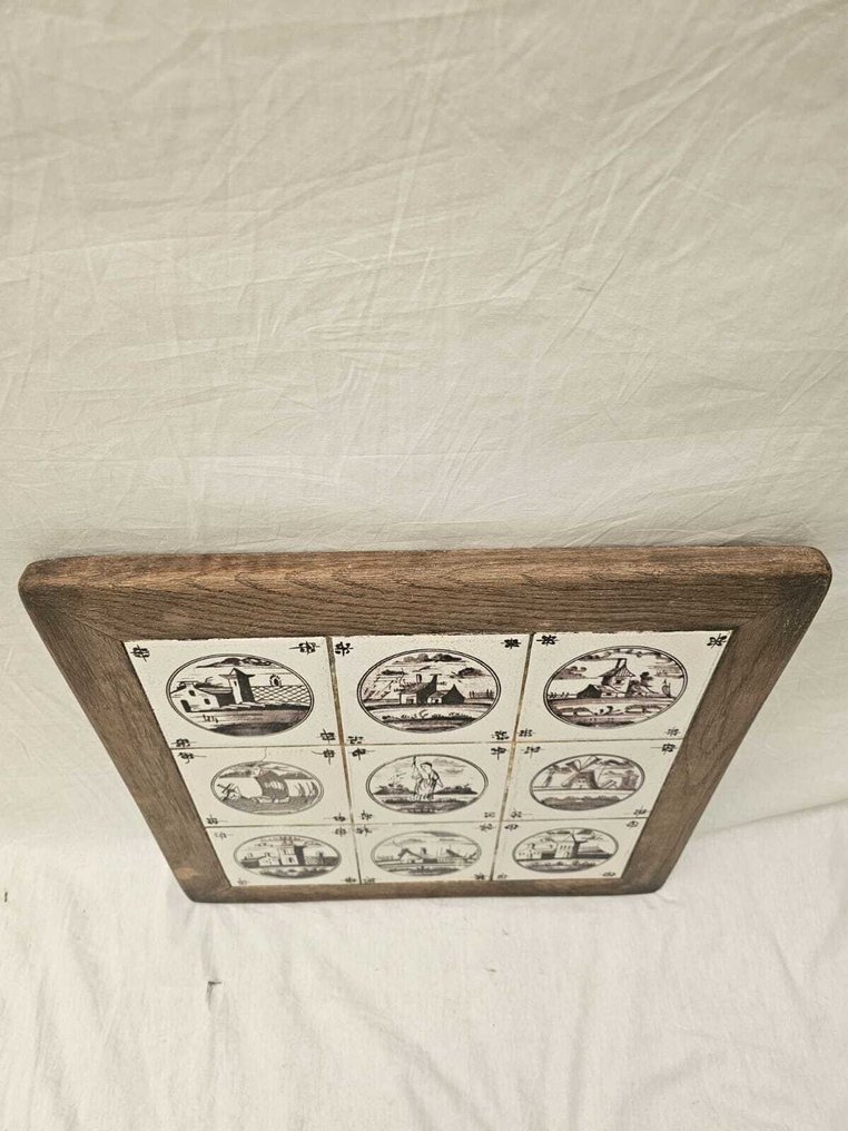 Αντικείμενο από κεραμικό πλακάκι με οβάλ εικόνες (παράδοση Delft, 18ος/19ος αιώνας) - Πλάκα - Κεραμικό, Ξύλο #3.2