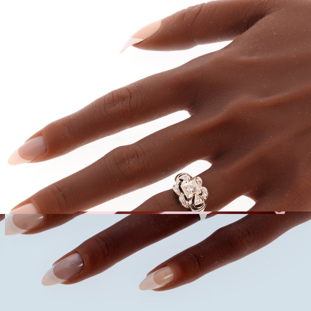 χωρίς τιμή ασφαλείας - Δαχτυλίδι - 18 καράτια Λευκός χρυσός - Διαμάντι - Αντίκες δεκαετίας του 1950 #1.0