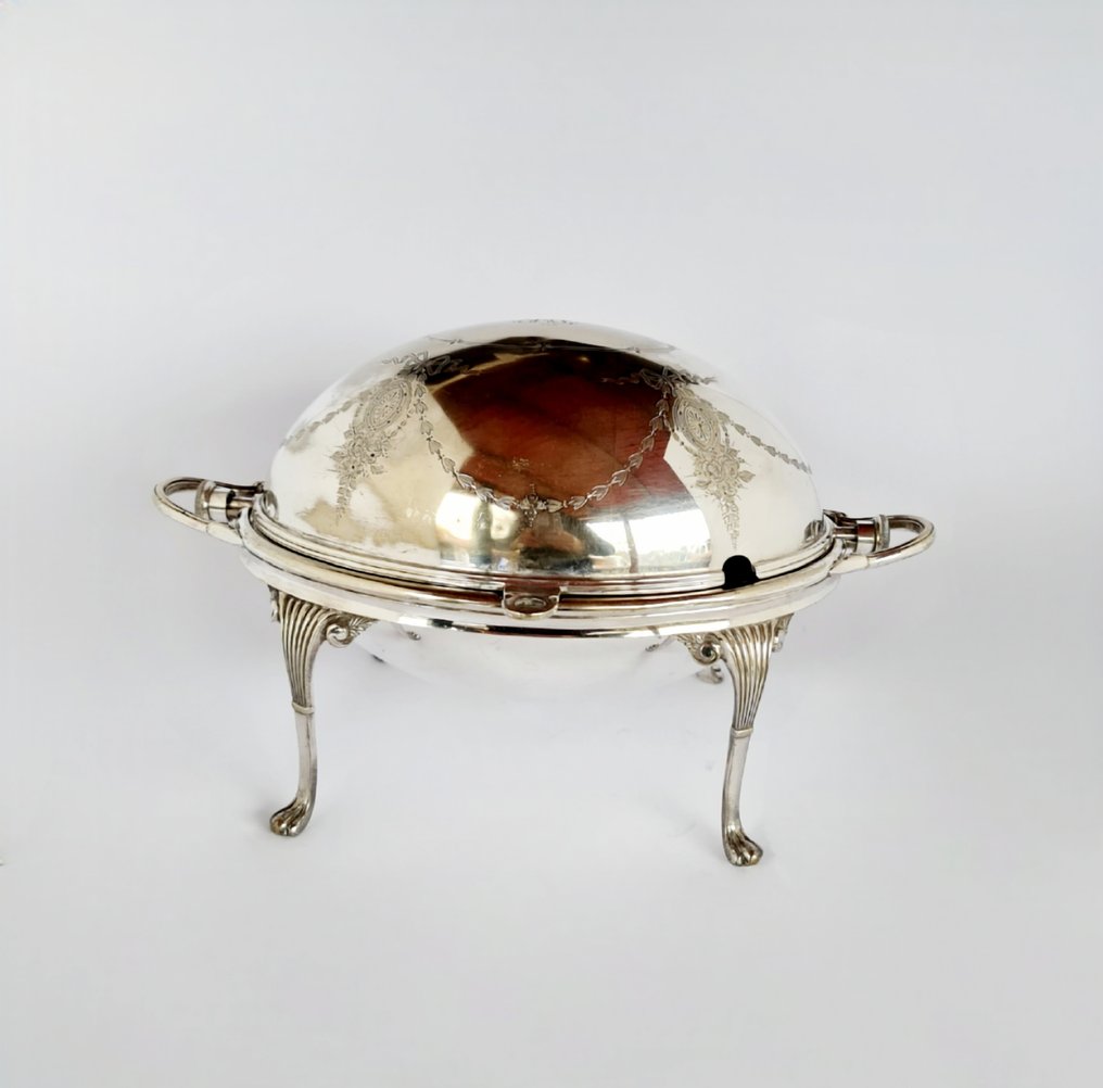 Πιάτο σερβιρίσματος - Antique 1923 Harrison Brothers & Howson Silver Plated Revolving Breakfast Dome - Επάργυρο #1.0