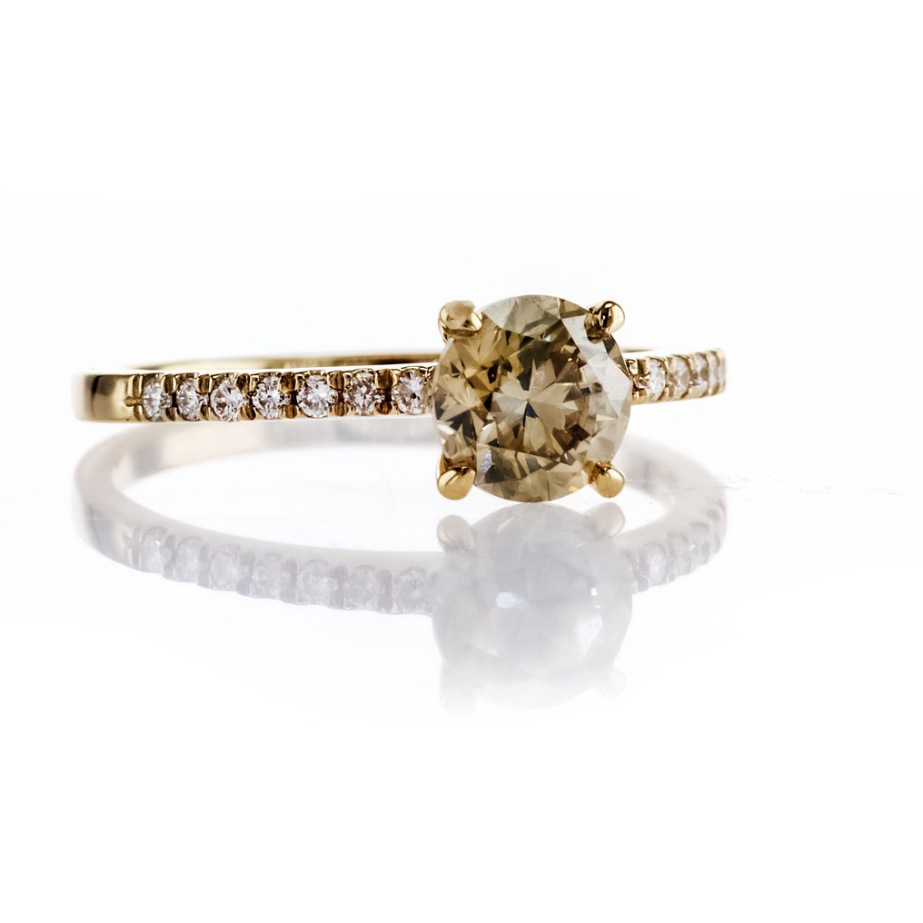 沒有保留價 - 訂婚戒指 - 14 克拉 黃金 -  1.06ct. tw. 鉆石 (天然彩色) - 鉆石 #1.0
