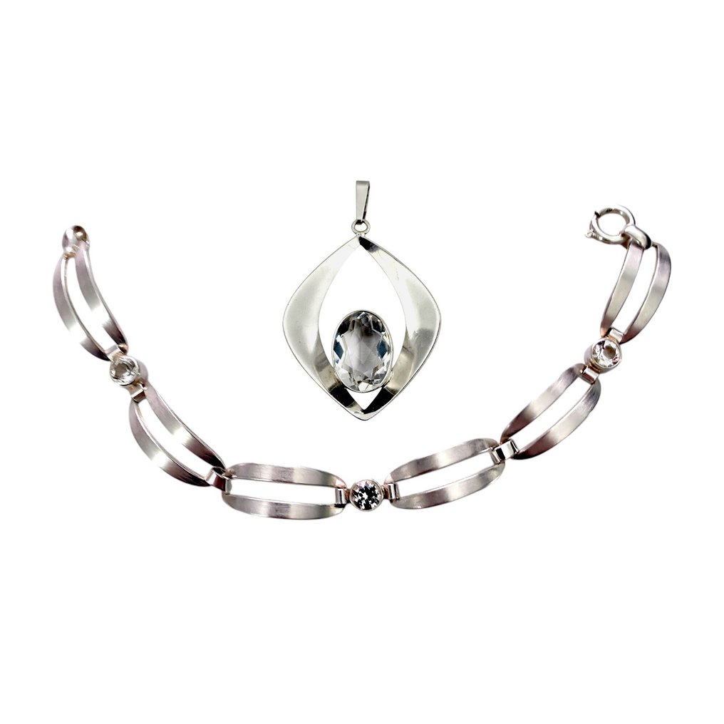 Ingen mindstepris - Smykkesæt med 2 dele Sølv - Rock Crystal (certificeret) #1.0