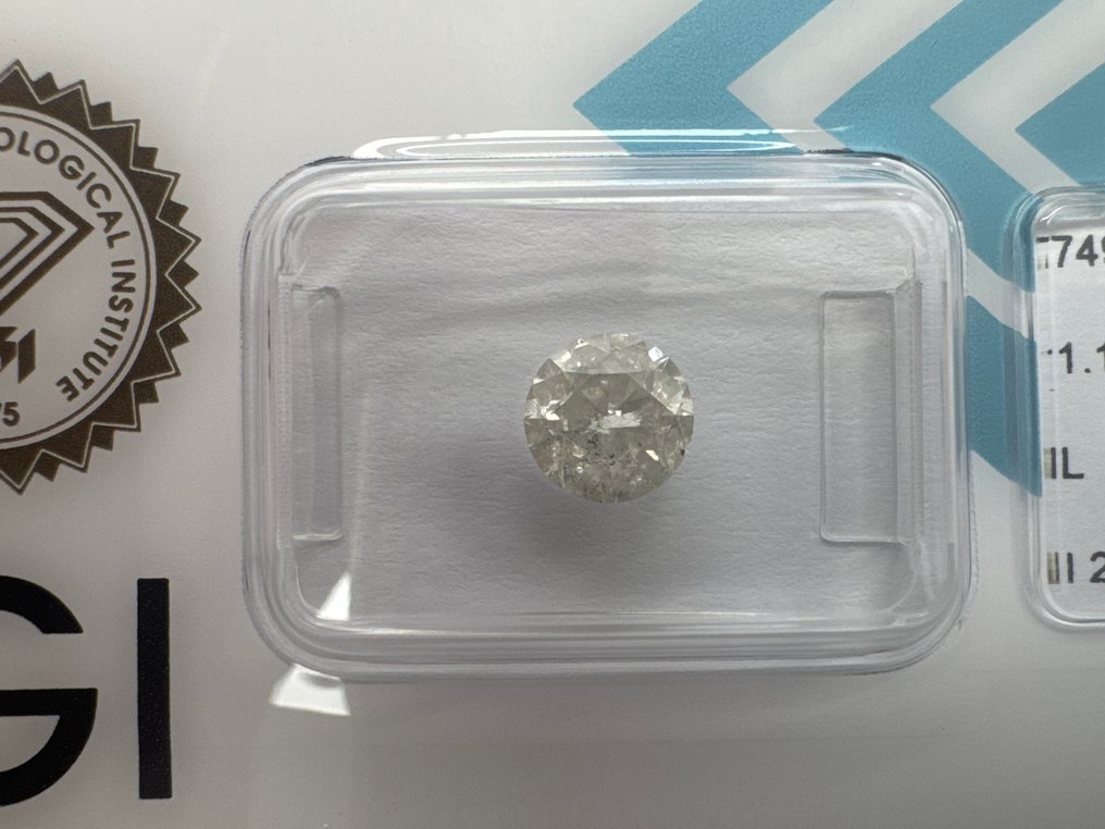 没有保留价 - 1 pcs 钻石  (天然)  - 1.16 ct - 圆形 - L - I2 内含二级 - 国际宝石研究院（IGI） #1.0