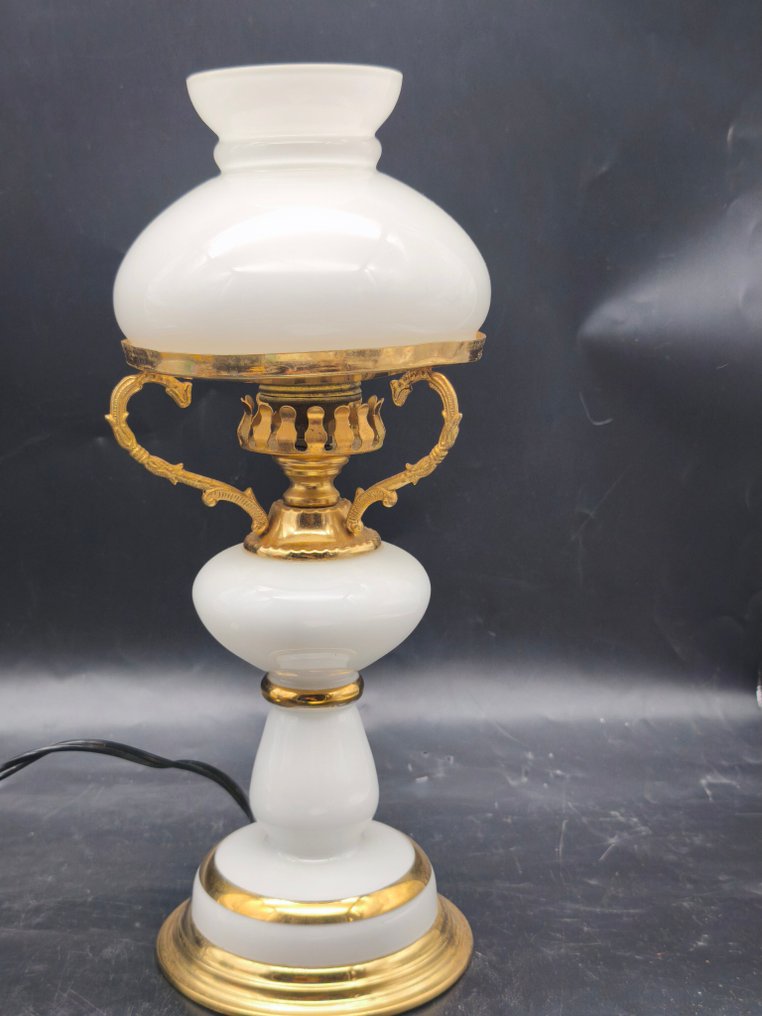 Table lamp - opaline - French vintage lamp #1.0