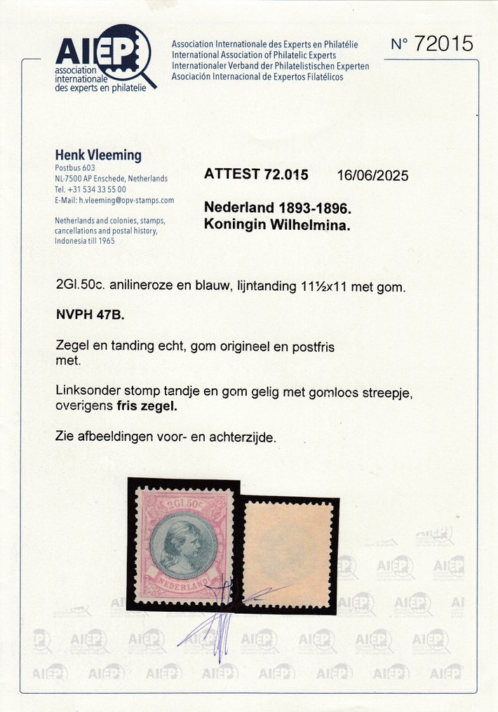 Holanda 1896 - Rainha Wilhelmina - NVPH 47 #2.1