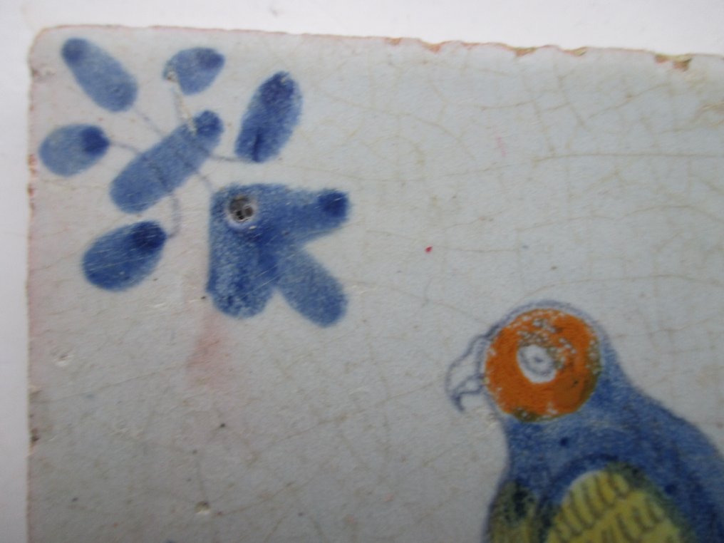  Πλακάκι - παπαγάλος στο κλαδί - 1700-1750  #3.2