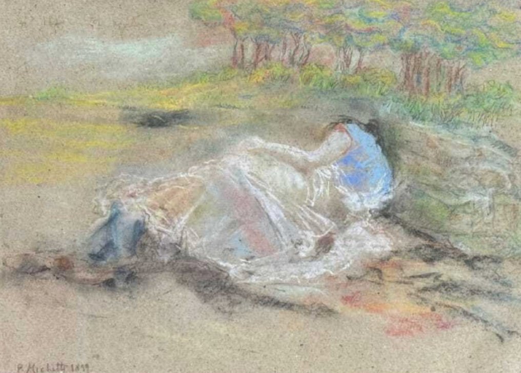 Francesco Paolo Michetti (1851-1929), Attributed to - Donna distesa nei campi #1.0