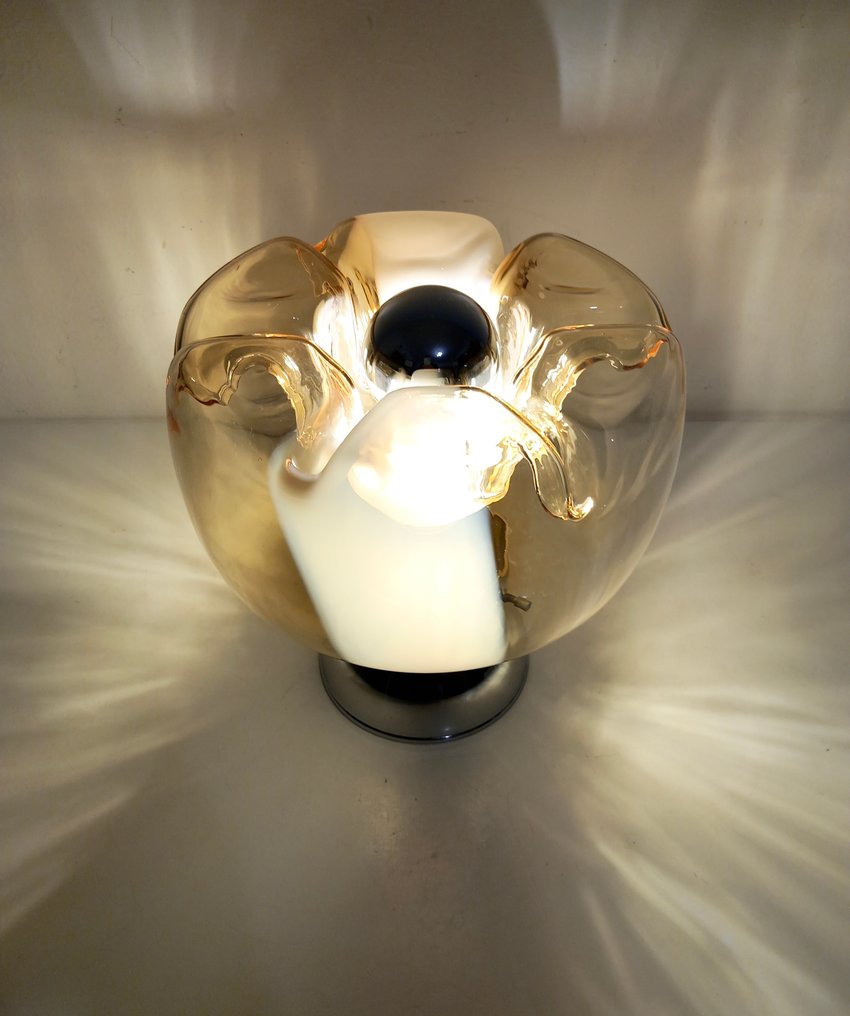 Asztali lámpa - Acél, Üveg - Design '70 #3.2