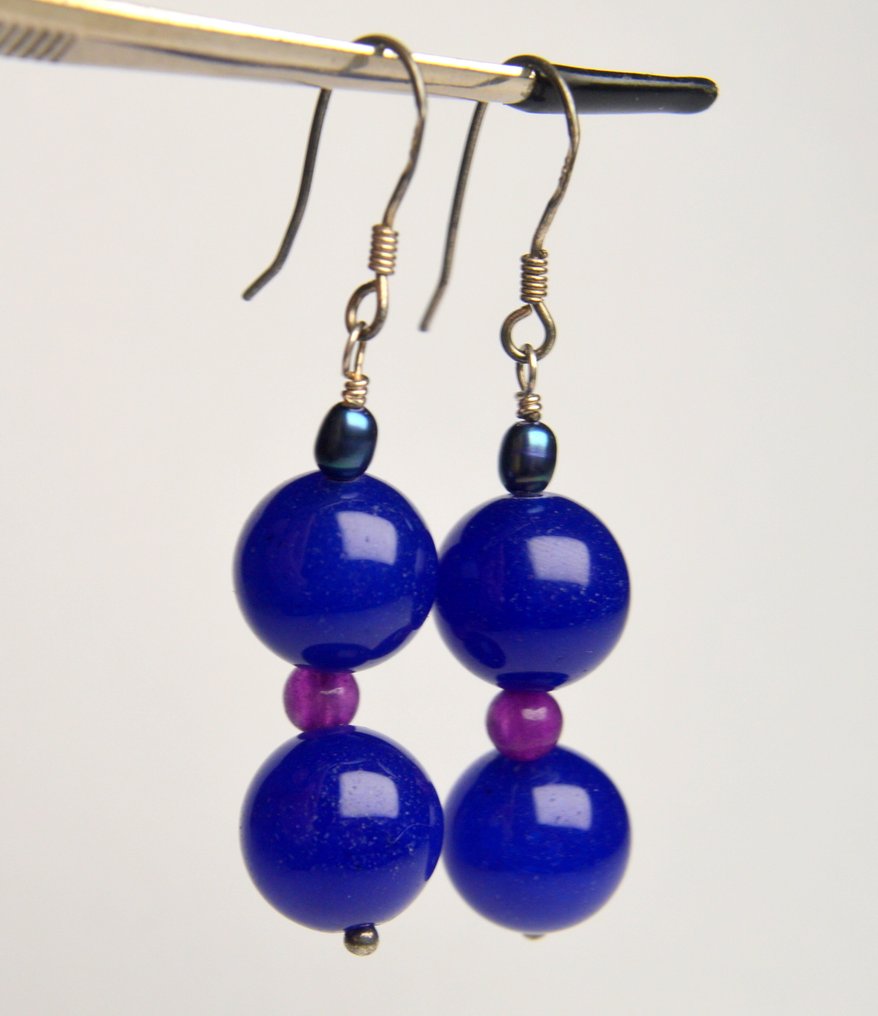 925 Silber - Ohrringe - Agate & Lavendel-Amethyst #3.2