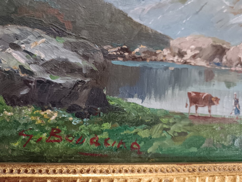 Giuseppe Bonacina (1914) - Paesaggio montano con figura e mucca #3.2