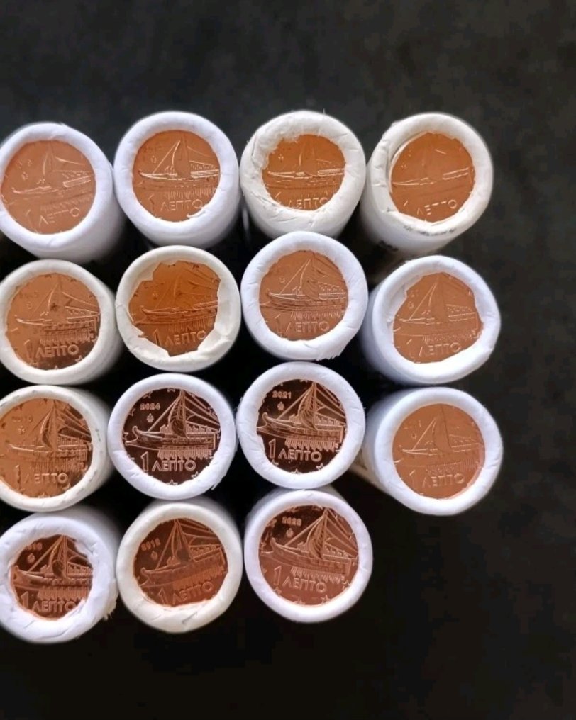希臘. 1 Cent 2002/2023 (1150 monete) in 23 rotolini  (沒有保留價) #2.1