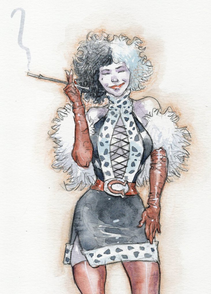 Bleda, Sergio - 1 Αρχικό Υδατογράφημα - Cruella-Inspired Diva – Hand Signed #3.2
