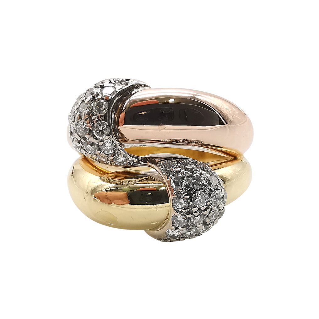 Δαχτυλίδι - 18 καράτια Κίτρινο χρυσό, Ροζ χρυσό -  0.84ct. tw. Διαμάντι (Φυσικό)  #1.0