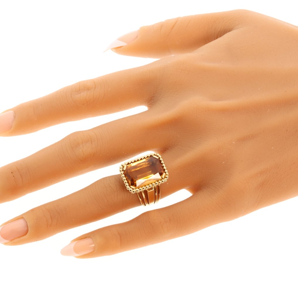 戒指 - 18 克拉 黃金 - 黃水晶 - 复古六十年代 #2.1