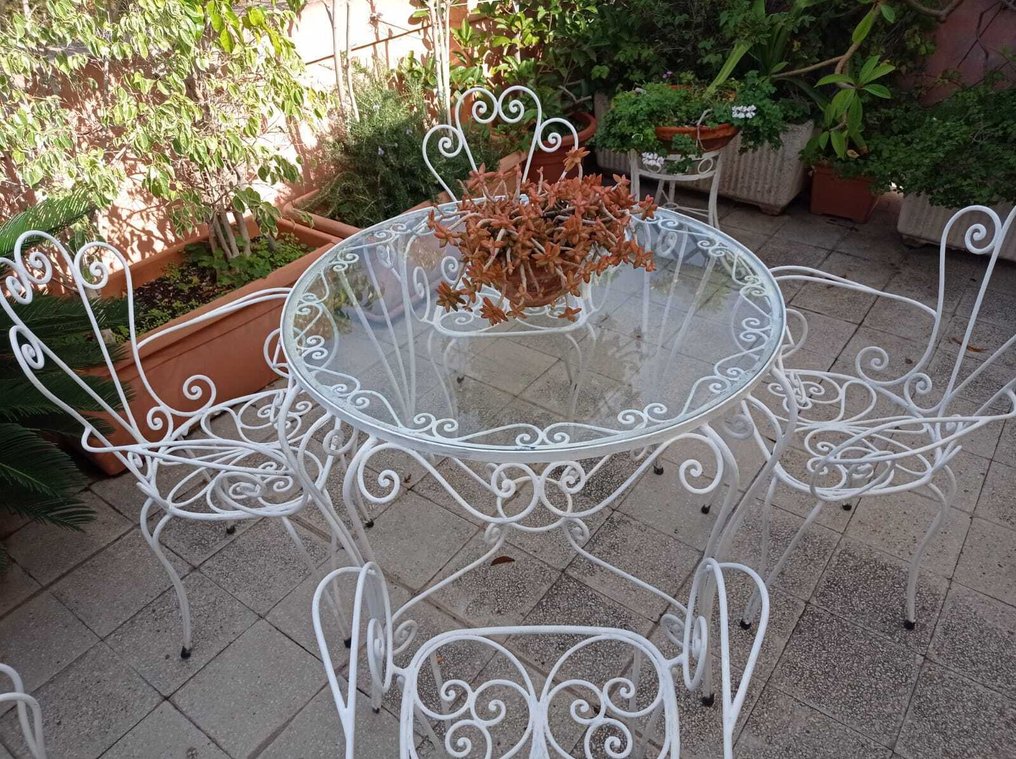Mesa (5) - Ferro, Vidro - Conjunto de jardim em ferro #1.0