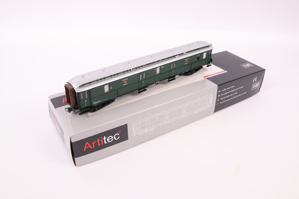 Artitec H0 - 20.295.01 - Τρένο μοντελισμού μεταφοράς εμπορευμάτων (1) - Προπορευόμενο P 7012, πράσινο, ασημένιο στέγαστρο. - NS #3.2