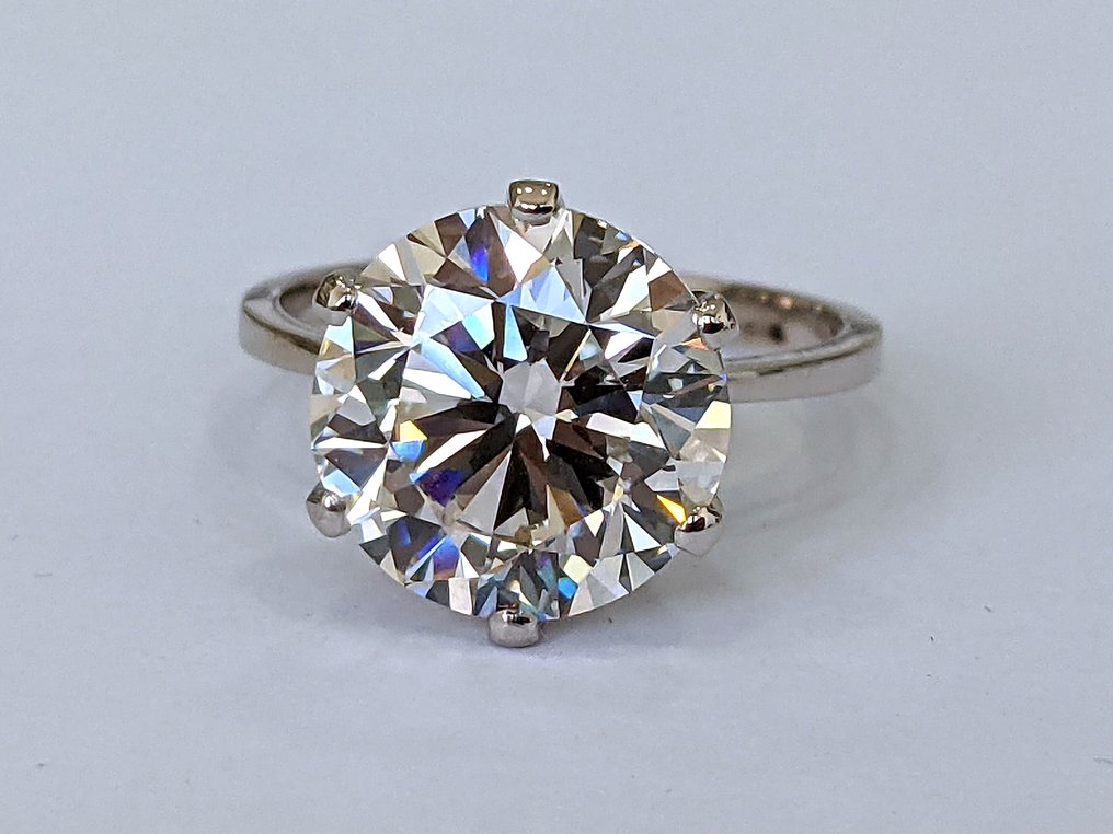 沒有保留價 - 戒指 - 18 克拉 白金 -  6.20ct. tw. 鉆石 (實驗室培育) - E VVS2 IGI 认证 #2.1