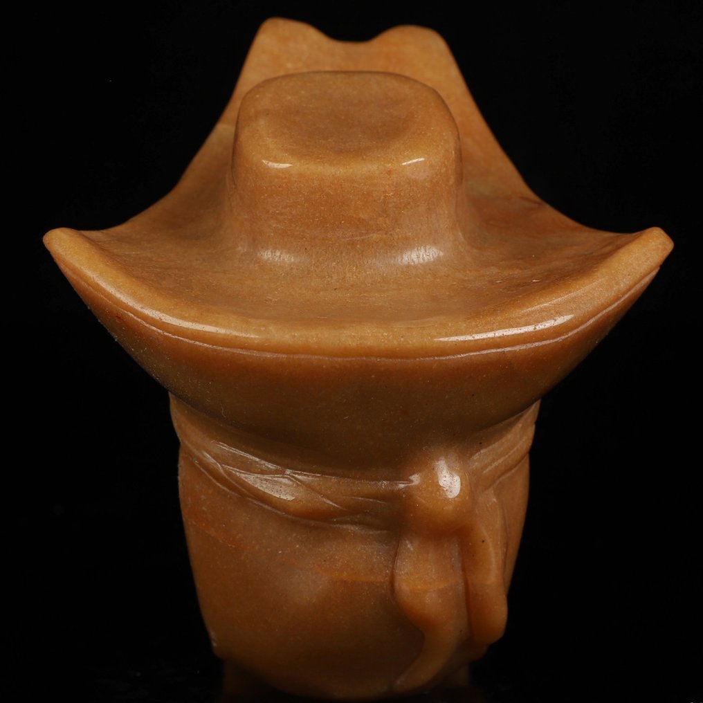 742克帝国橙 Aventurine 海盗骷髅——大师级雕刻，配三角帽 | 9.9 x 6.4 x 10.5厘米 头骨- 742 g #3.2