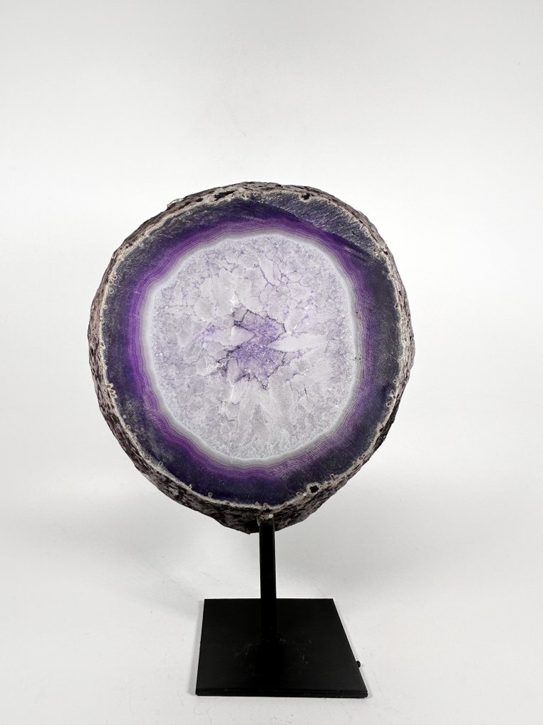 玛瑙配岩晶簇晶洞，置于底座上 晶球 - 高度: 190 mm - 宽度: 140 mm- 1021 g #3.2