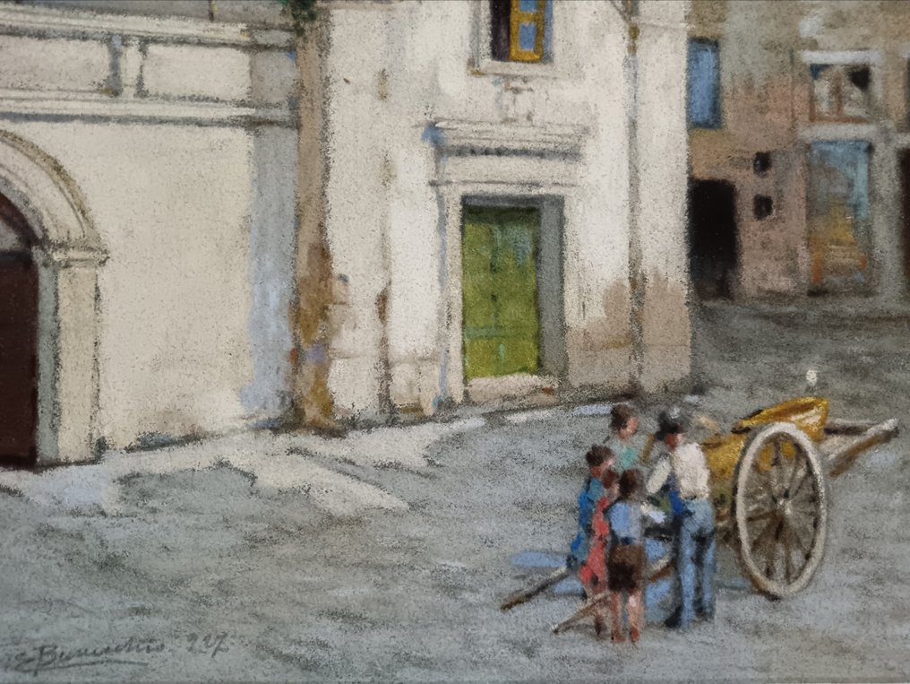 Ιταλική σχολή (XX) - Personaggi in piazza con carretto #4.3