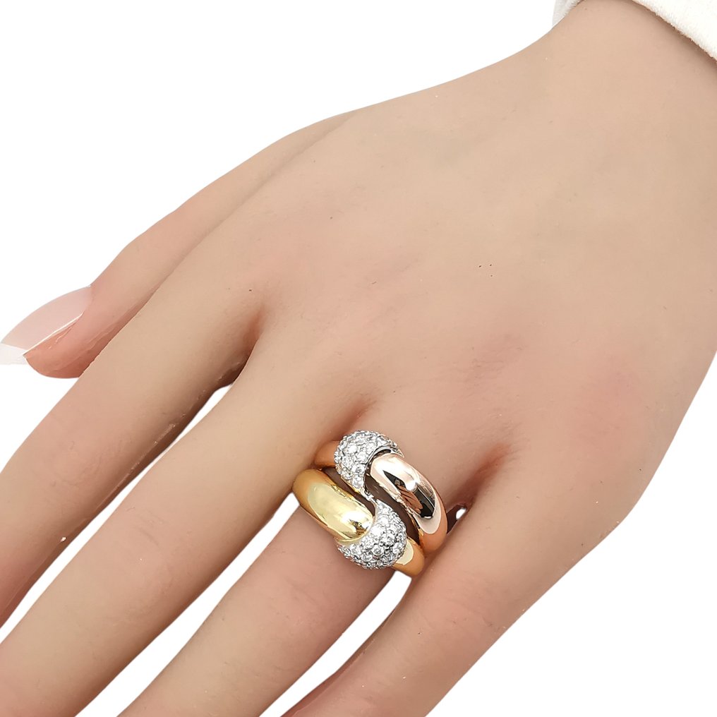 Δαχτυλίδι - 18 καράτια Κίτρινο χρυσό, Ροζ χρυσό -  0.84ct. tw. Διαμάντι (Φυσικό)  #1.0