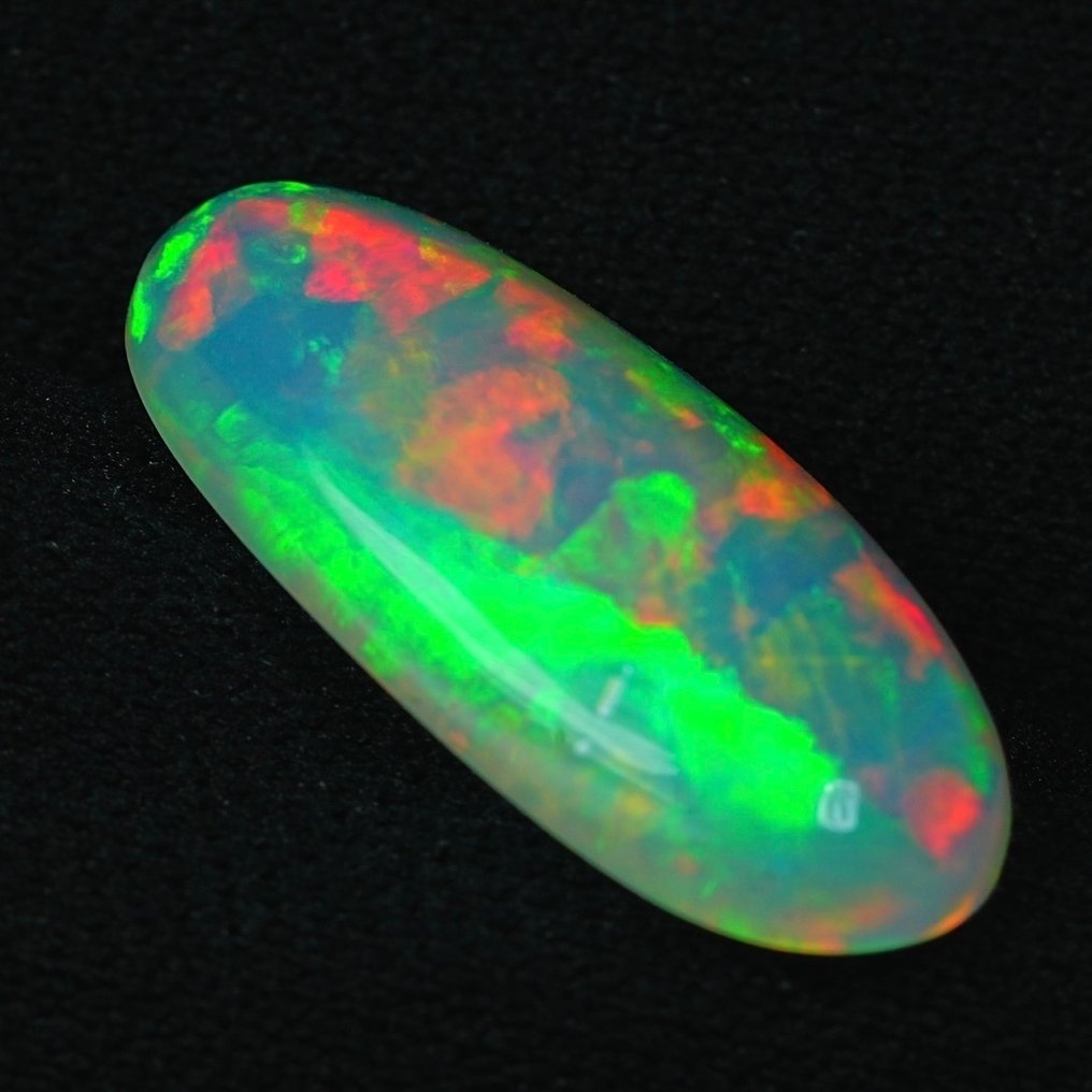 没有保留价 白色 蛋白石  - 5.10 ct - 国际有色宝石协会（ICA GemLab） - Top 彩虹图案 #2.1