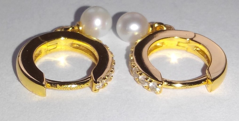 χωρίς τιμή ασφαλείας - Κρίκοι 333 / 8 καρατίων κίτρινο χρυσό - Ζαχαρωτές πέρλες #4.3