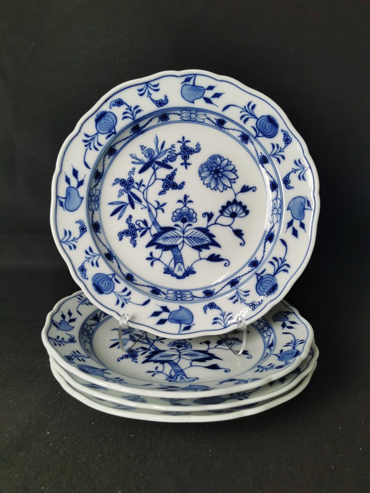 Meissen - Cipolla Blu - 4 Piatti - D. 20,5cm - 1.Wahl - Σερβίτσιο επιδορπίου (4) - Πορσελάνη #1.0