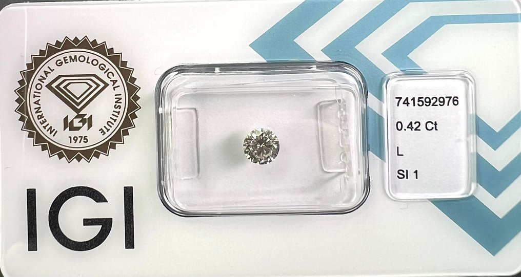 没有保留价 - 1 pcs 钻石  (天然)  - 0.42 ct - 圆形 - L - SI1 微内含一级 - 国际宝石研究院（IGI） #2.1