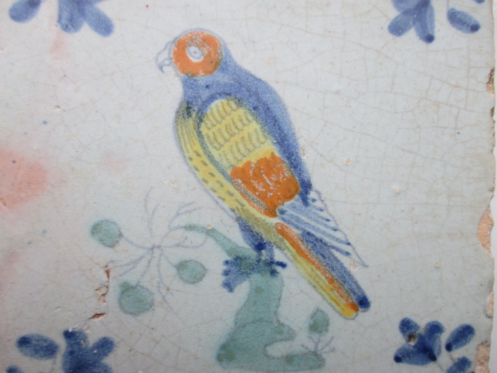 Πλακάκι - παπαγάλος στο κλαδί - 1700-1750  #1.0