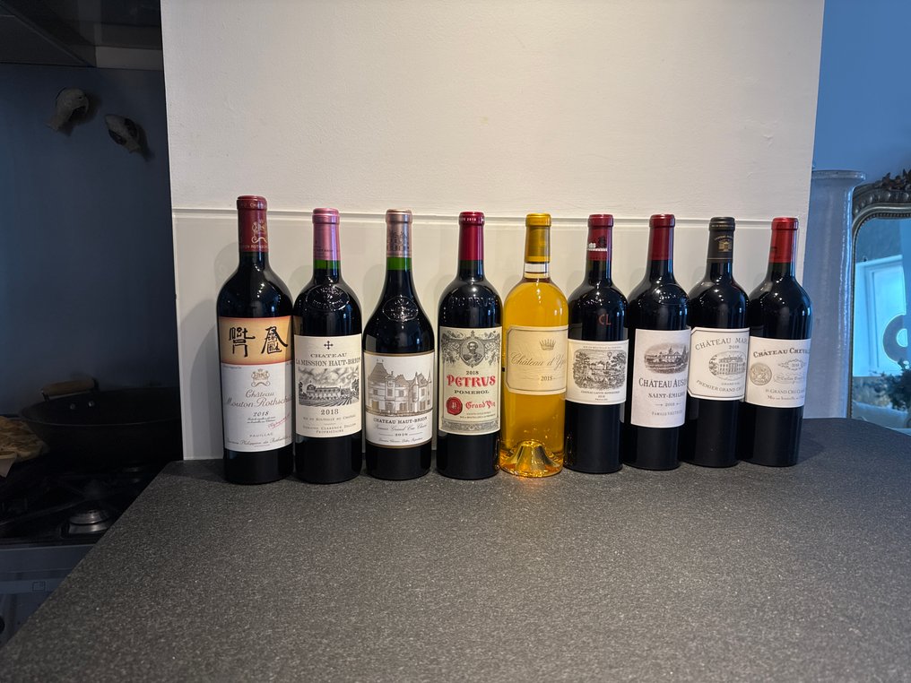 2018 Groupe Duclot Bordeaux Prestige Collection Case; inc. Petrus, Lafite-Rothschild, Mouton Rothschild - Bordeaux - 9 Flaskor (0,75L) #1.0